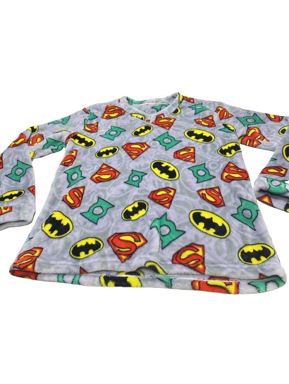 Batman Superman And Green Lantern Soft Fleece cozy Pj Top New No Tags Size Small